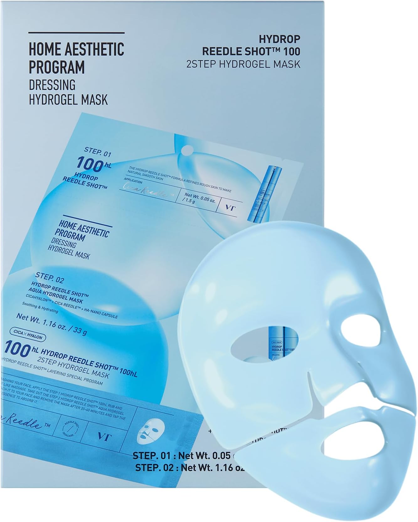 VT COSMETICS Увлажняющая гидрогелевая маска Hydrop Reedle Shot 100hL 2 Step, 1 шт