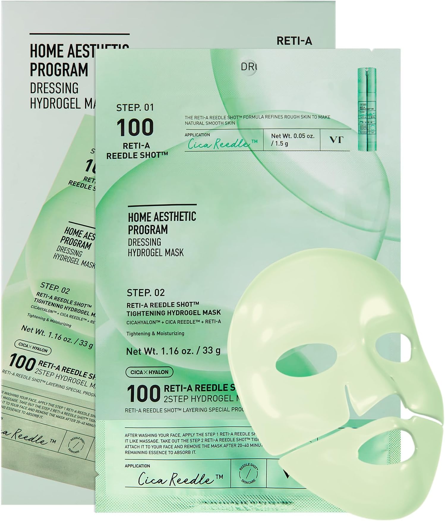 VT COSMETICS Омолаживающая гидрогелевая маска Reti-A Reedle Shot 100 2 Step, 1 шт
