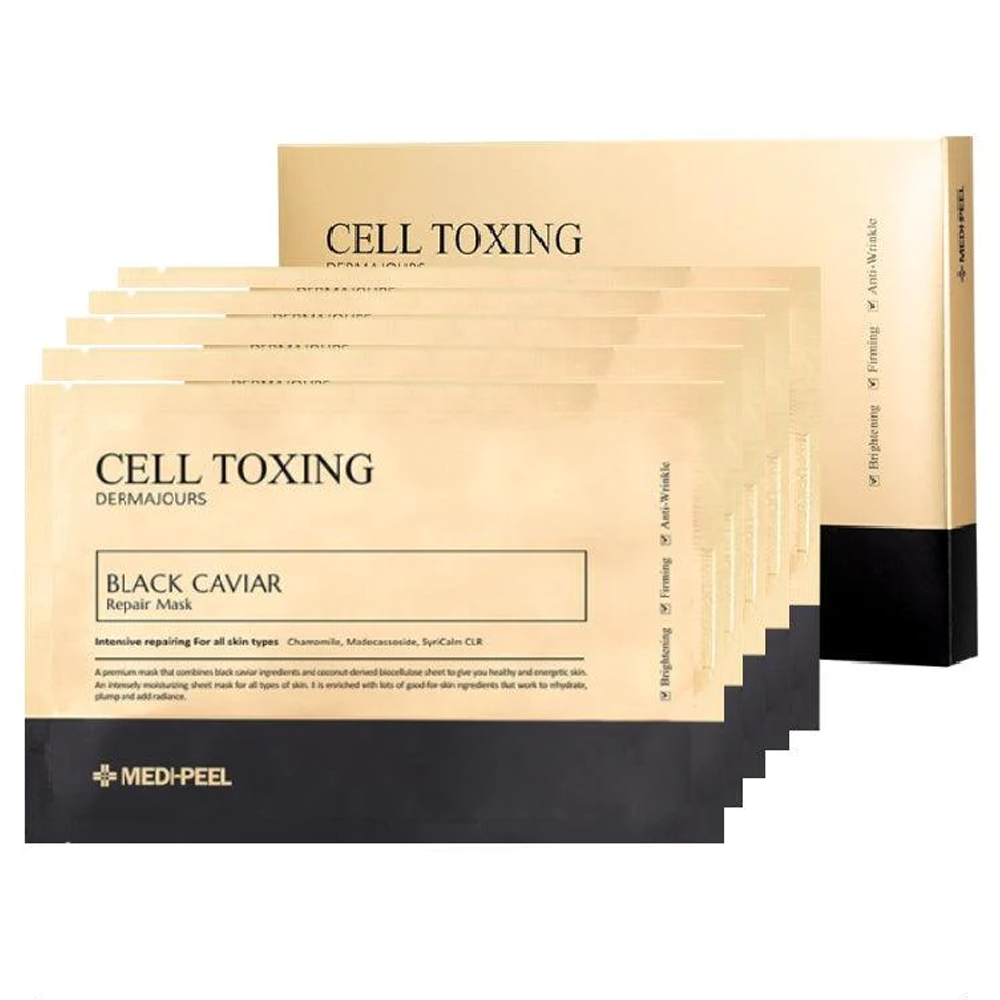 MEDIPEEL Омолаживающая тканевая маска Cell Toxing Dermajours Black Caviar, 1 шт
